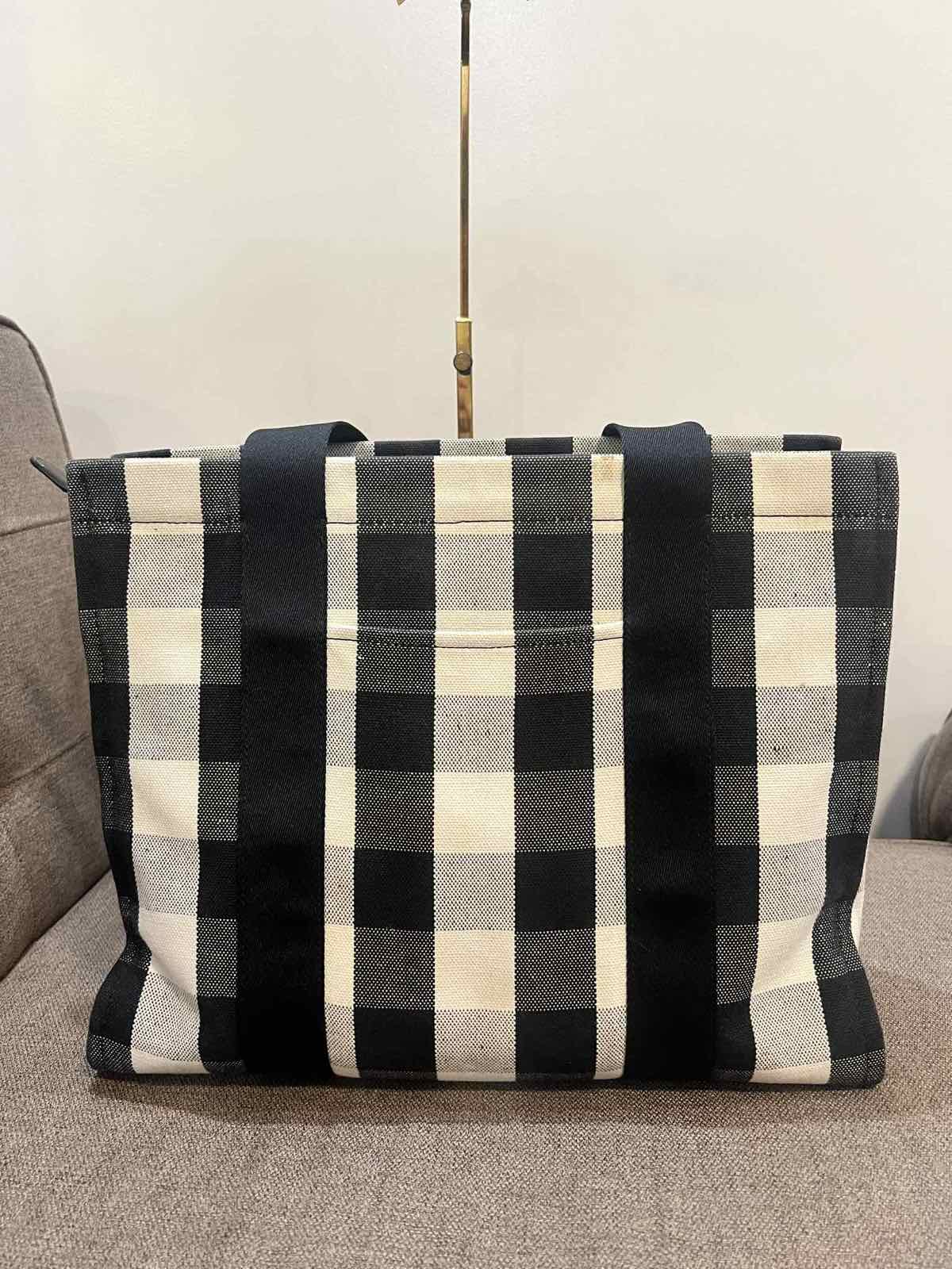 ORIG Preloved Kate Spade KS Kip Canvas Large Tote Bag Gingham Black/White