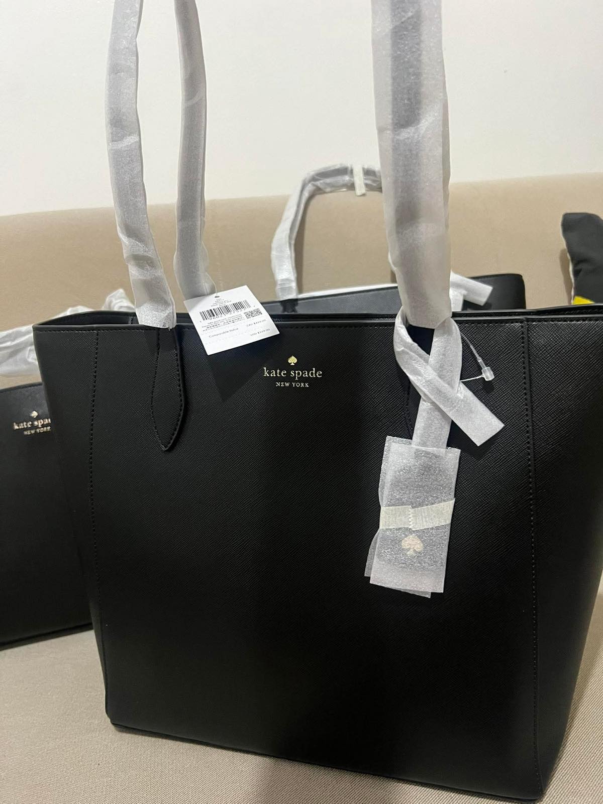 ORIG & IMPORTED Kate Spade KS Dana Saffiano Leather Large Black Tote Bag