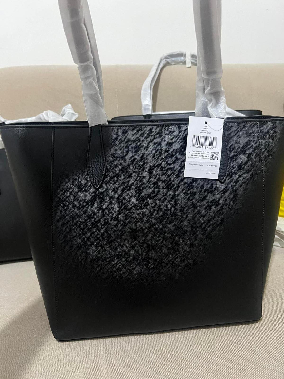 ORIG & IMPORTED Kate Spade KS Dana Saffiano Leather Large Black Tote Bag
