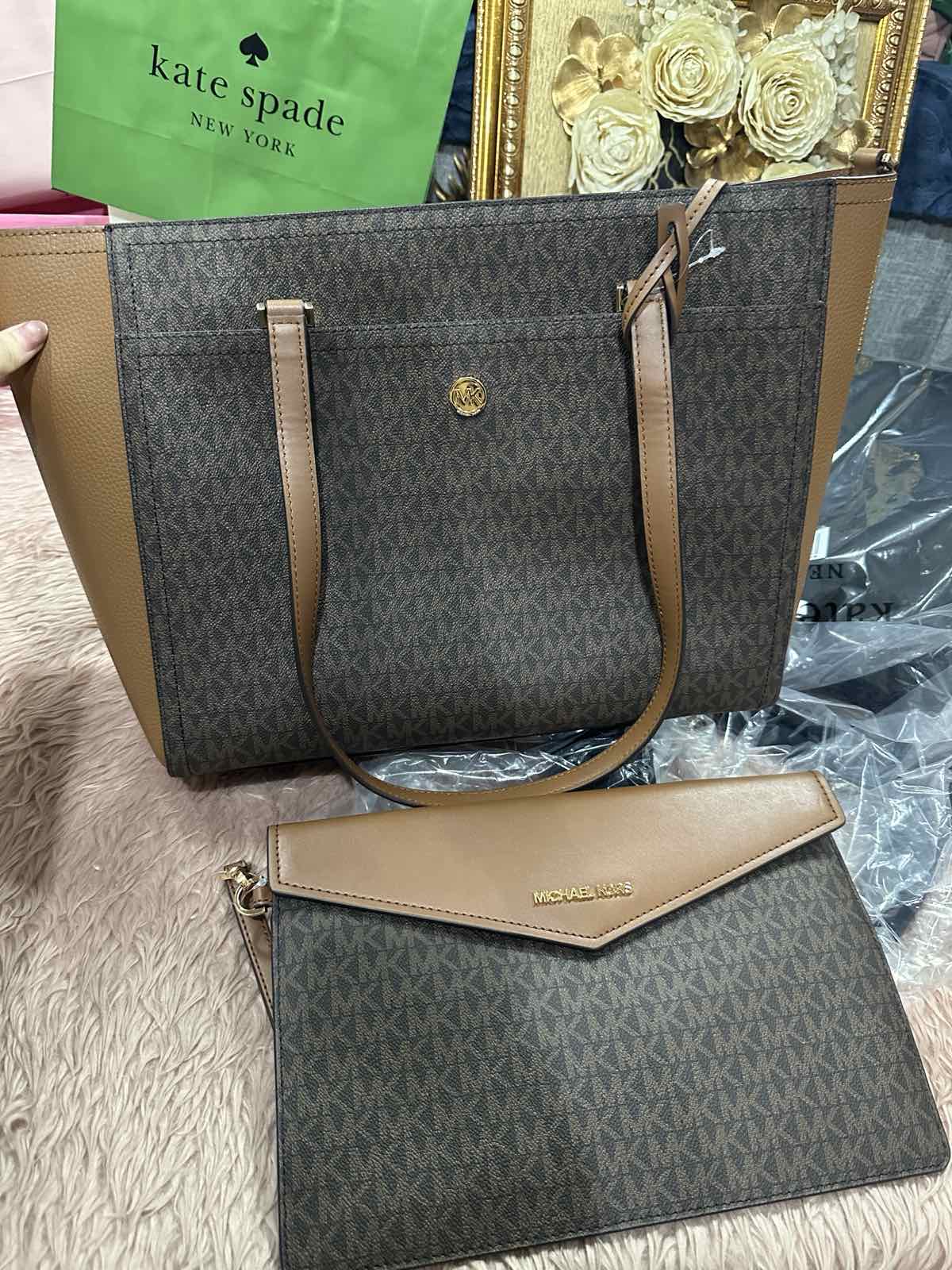 ORIG & IMPORTED Michael Kors MK Maisie Large Logo 3-in-1 Tote Brown Bag