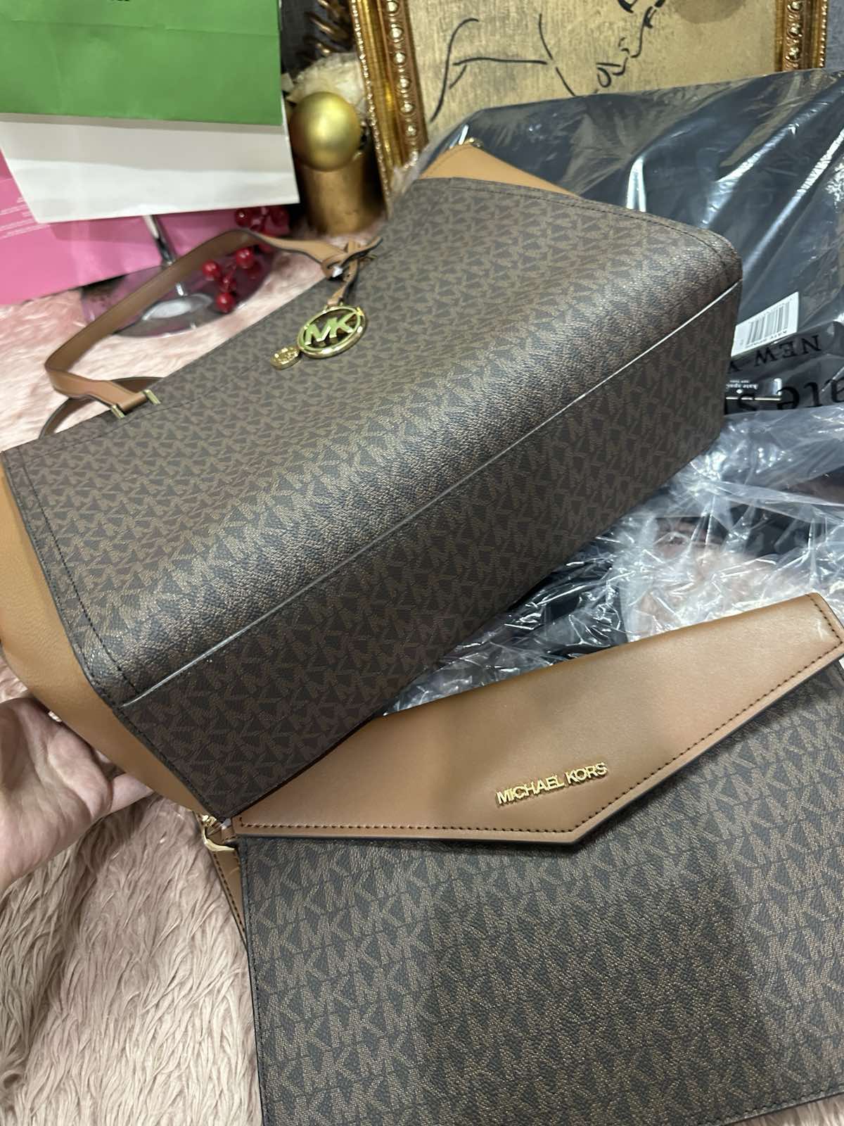 ORIG & IMPORTED Michael Kors MK Maisie Large Logo 3-in-1 Tote Brown Bag