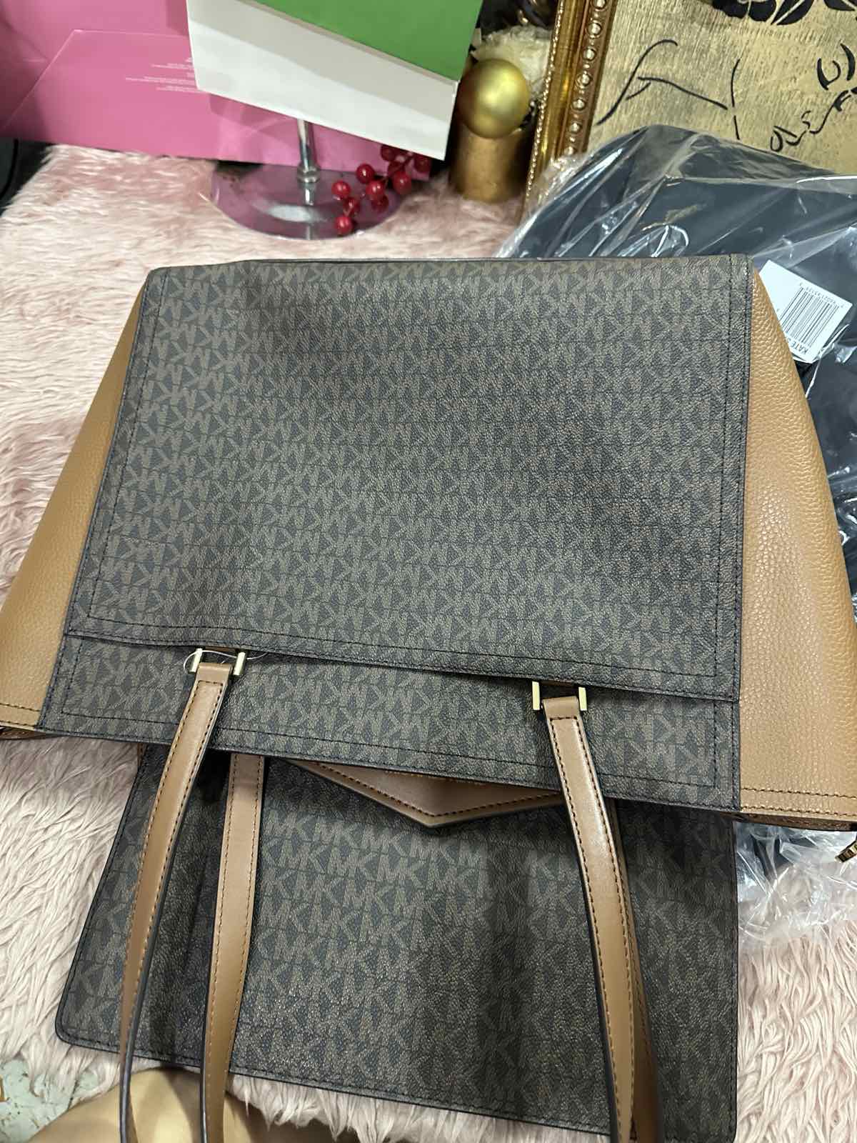 ORIG & IMPORTED Michael Kors MK Maisie Large Logo 3-in-1 Tote Brown Bag