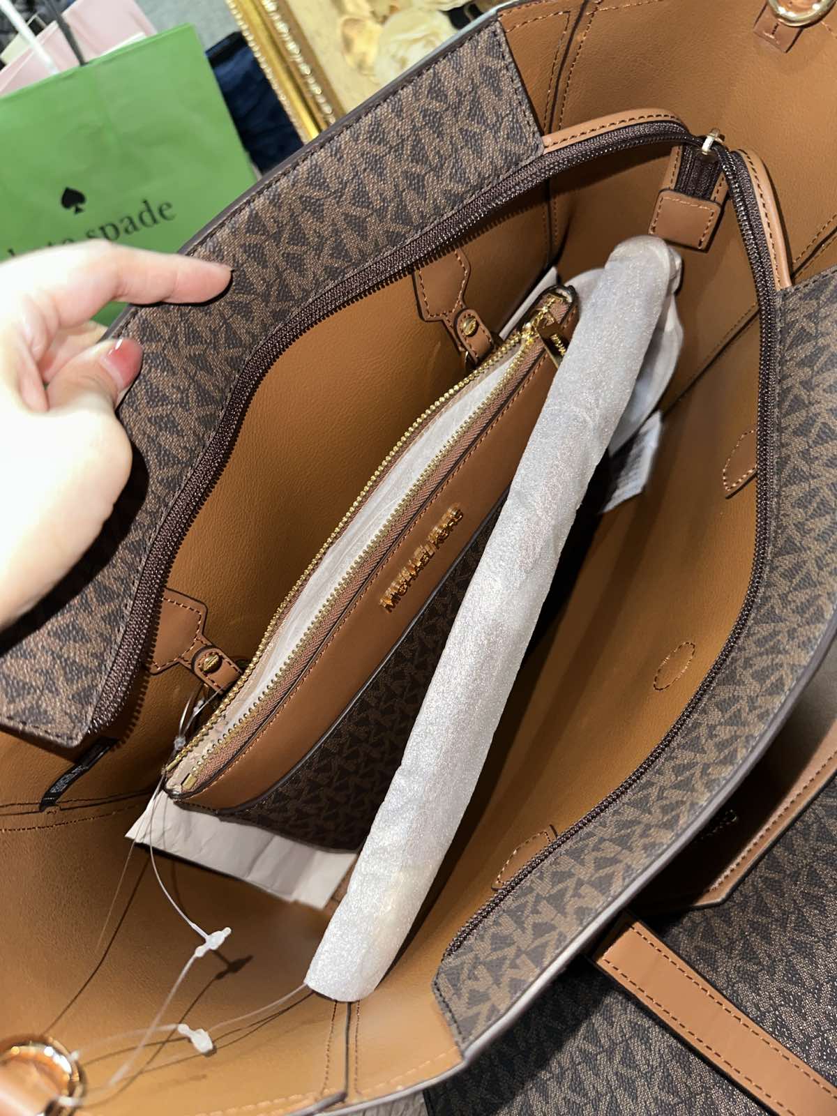 ORIG & IMPORTED Michael Kors MK Maisie Large Logo 3-in-1 Tote Brown Bag