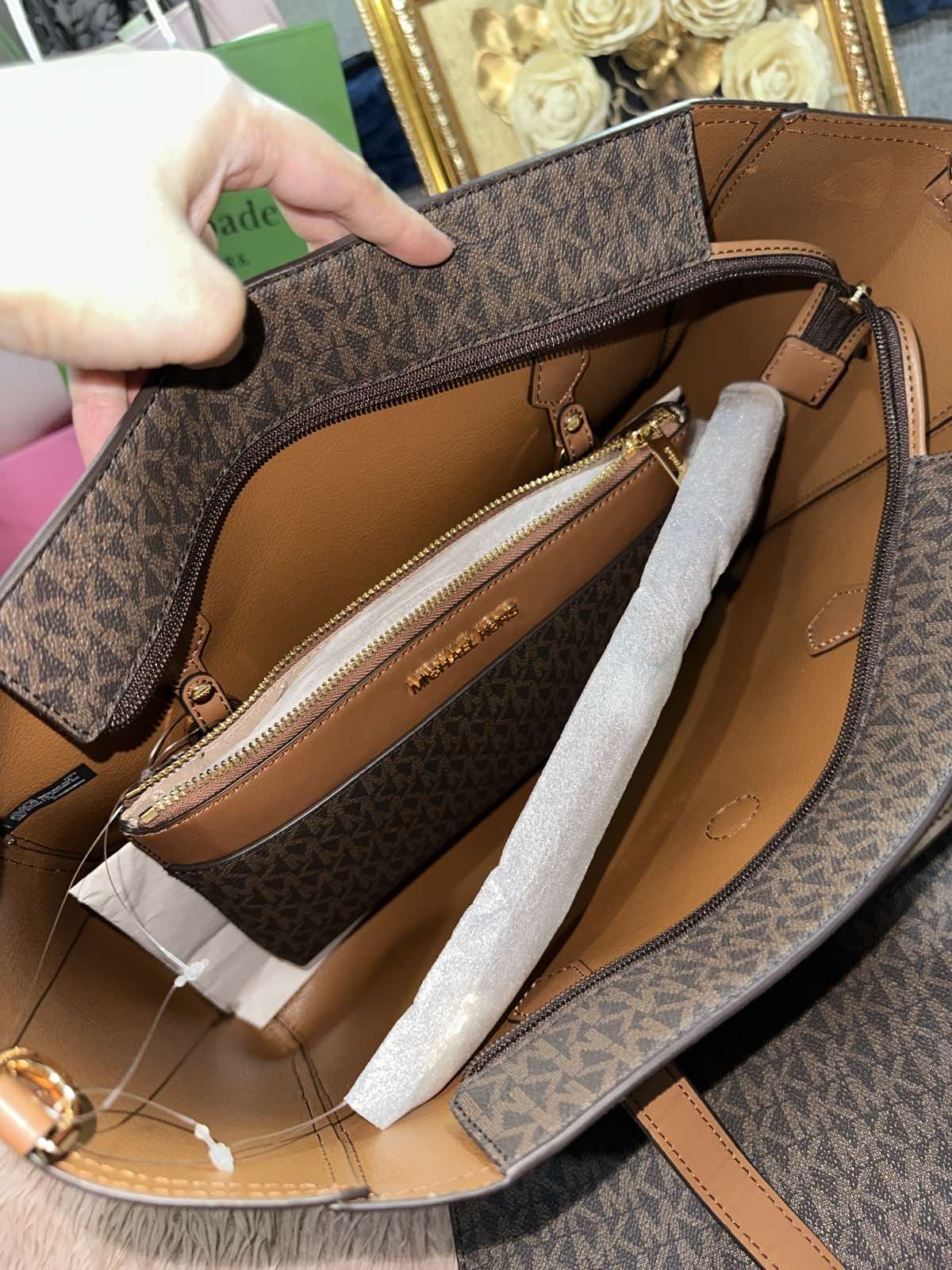 ORIG & IMPORTED Michael Kors MK Maisie Large Logo 3-in-1 Tote Brown Bag