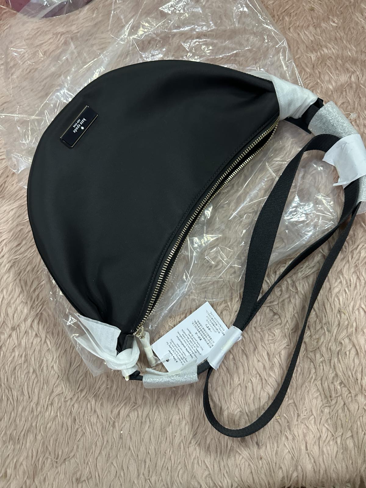 ORIG & IMPORTED Kate Spade KS Carter Crescent Nylon Sling Bag Black Brown