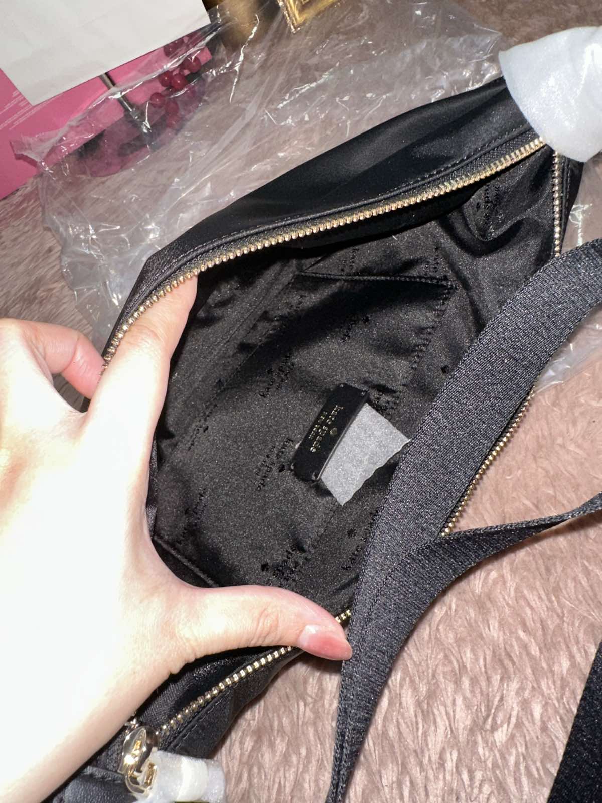 ORIG & IMPORTED Kate Spade KS Carter Crescent Nylon Sling Bag Black Brown