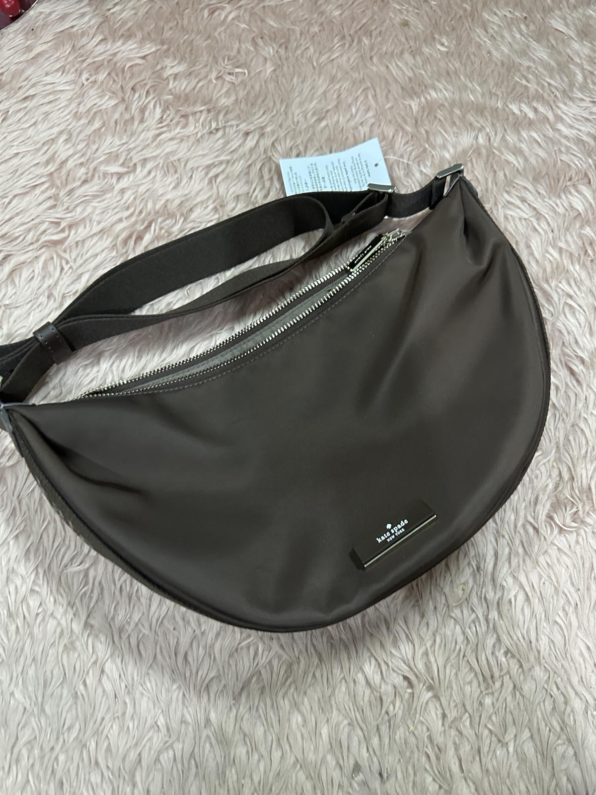 ORIG & IMPORTED Kate Spade KS Carter Crescent Nylon Sling Bag Black Brown