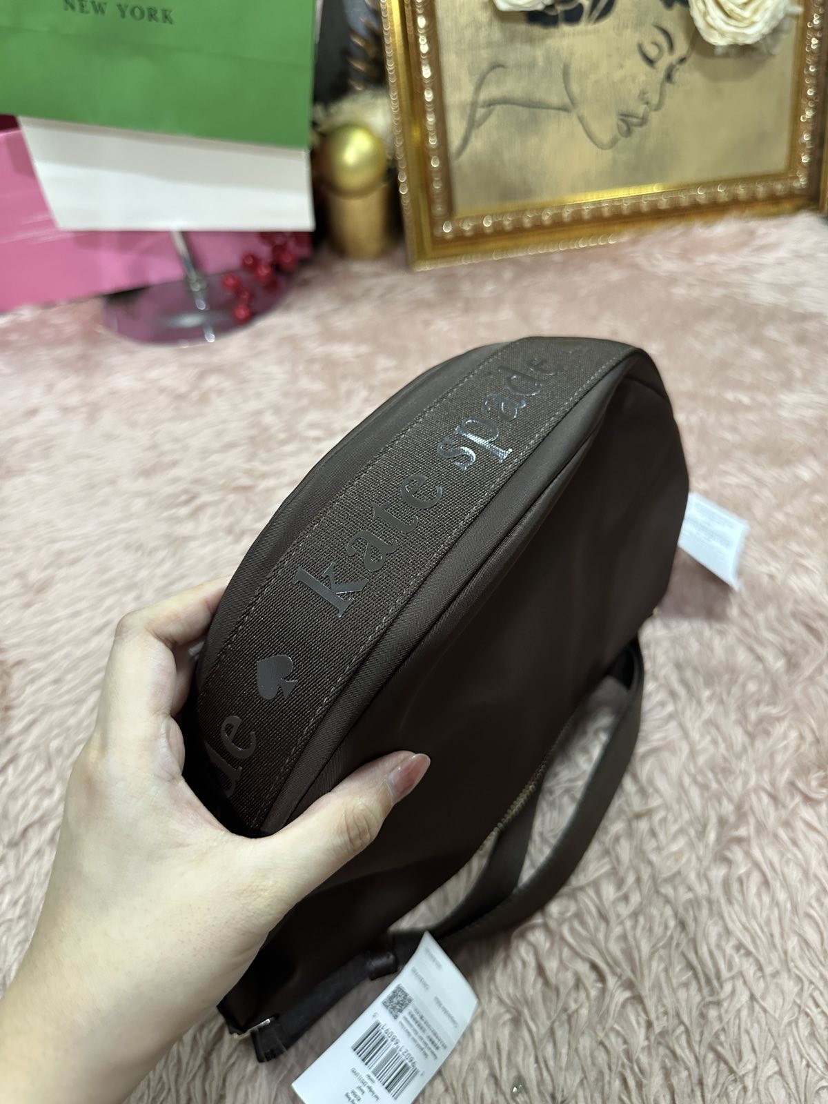 ORIG & IMPORTED Kate Spade KS Carter Crescent Nylon Sling Bag Black Brown