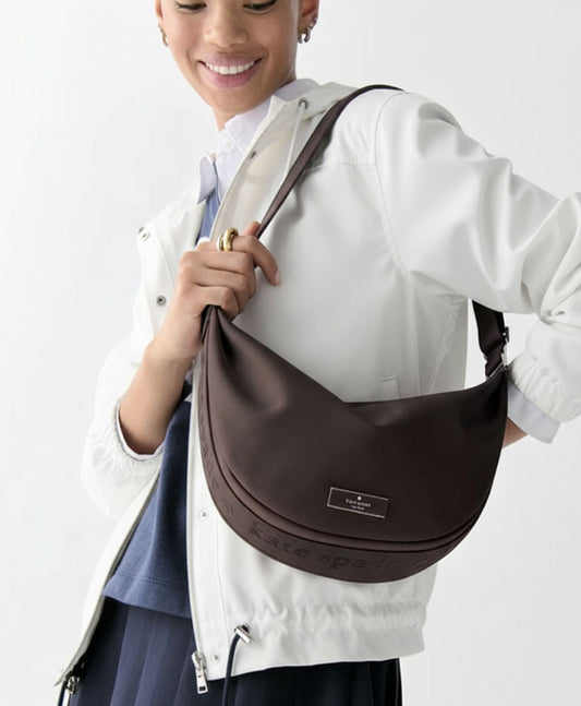 ORIG & IMPORTED Kate Spade KS Carter Crescent Nylon Sling Bag Black Brown