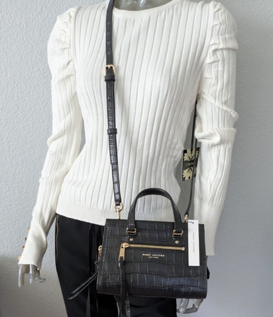 ORIG Preloved Marc Jacobs MJ Croc-Embossed Mini Cruiser Satchel Black Bag