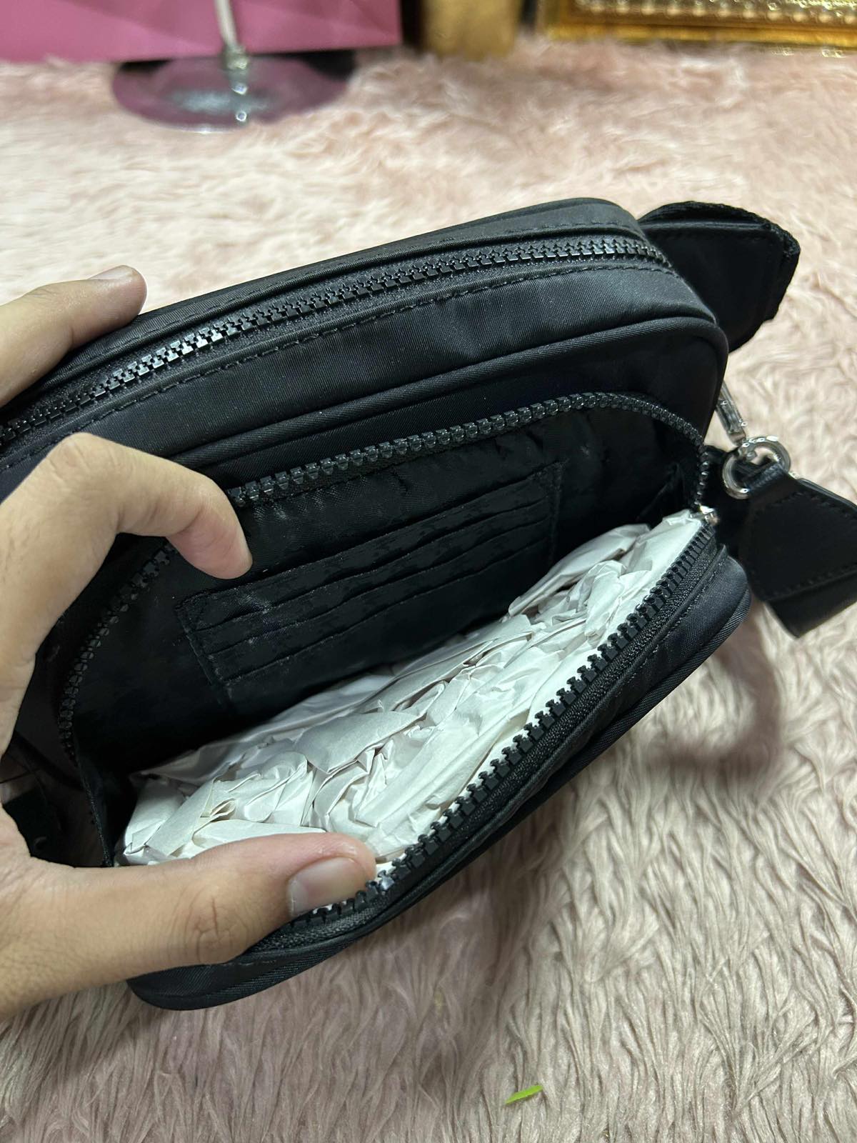 ORIG & IMPORTED Karl Lagerfeld KL Voyage Convertible Belt Nylon Bag Black