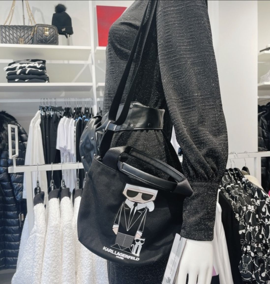 ORIG & IMPORTED Karl Lagerfeld KL Kristen Canvas Crossbody Small Black Bag