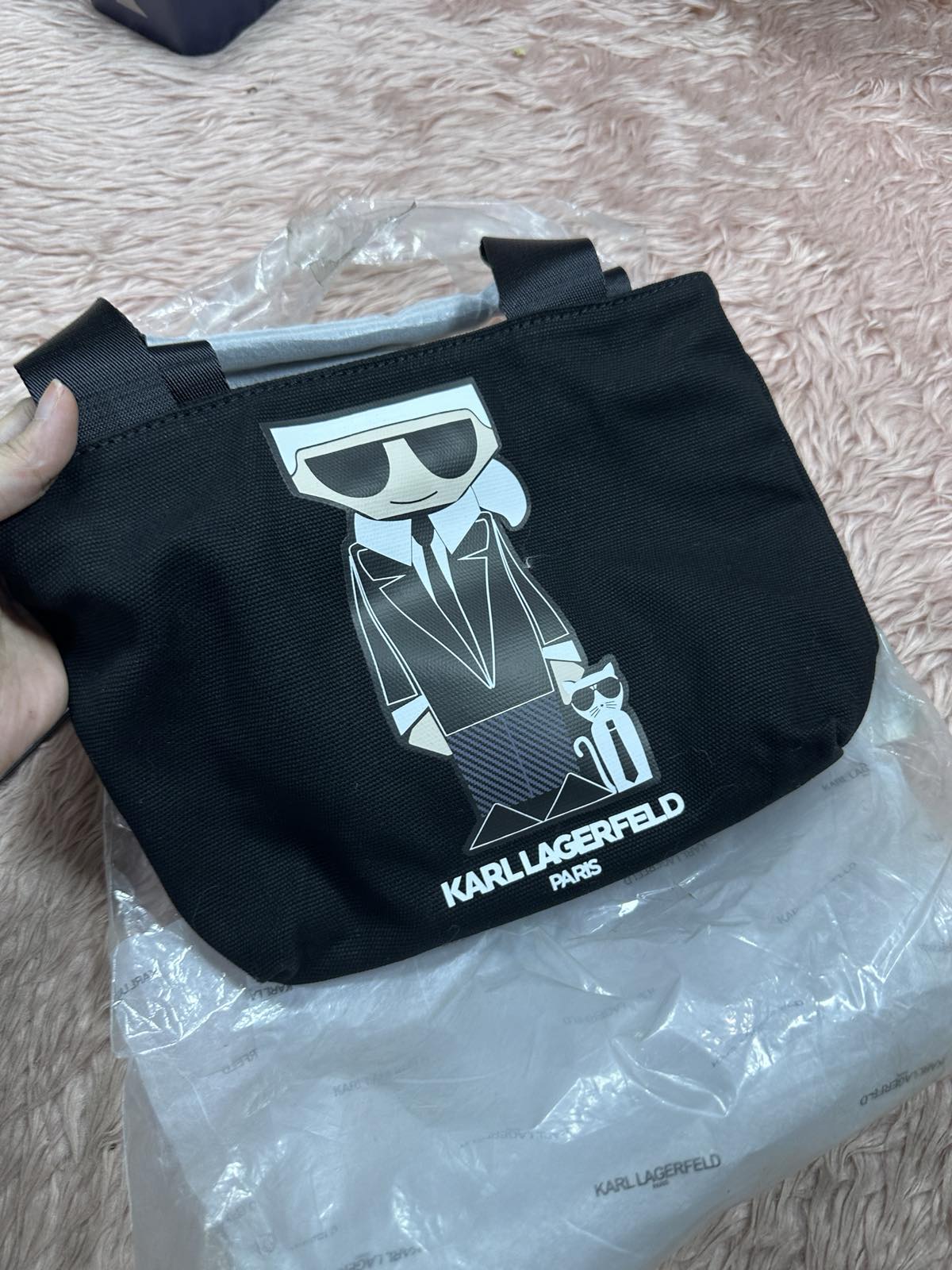 ORIG & IMPORTED Karl Lagerfeld KL Kristen Canvas Crossbody Small Black Bag