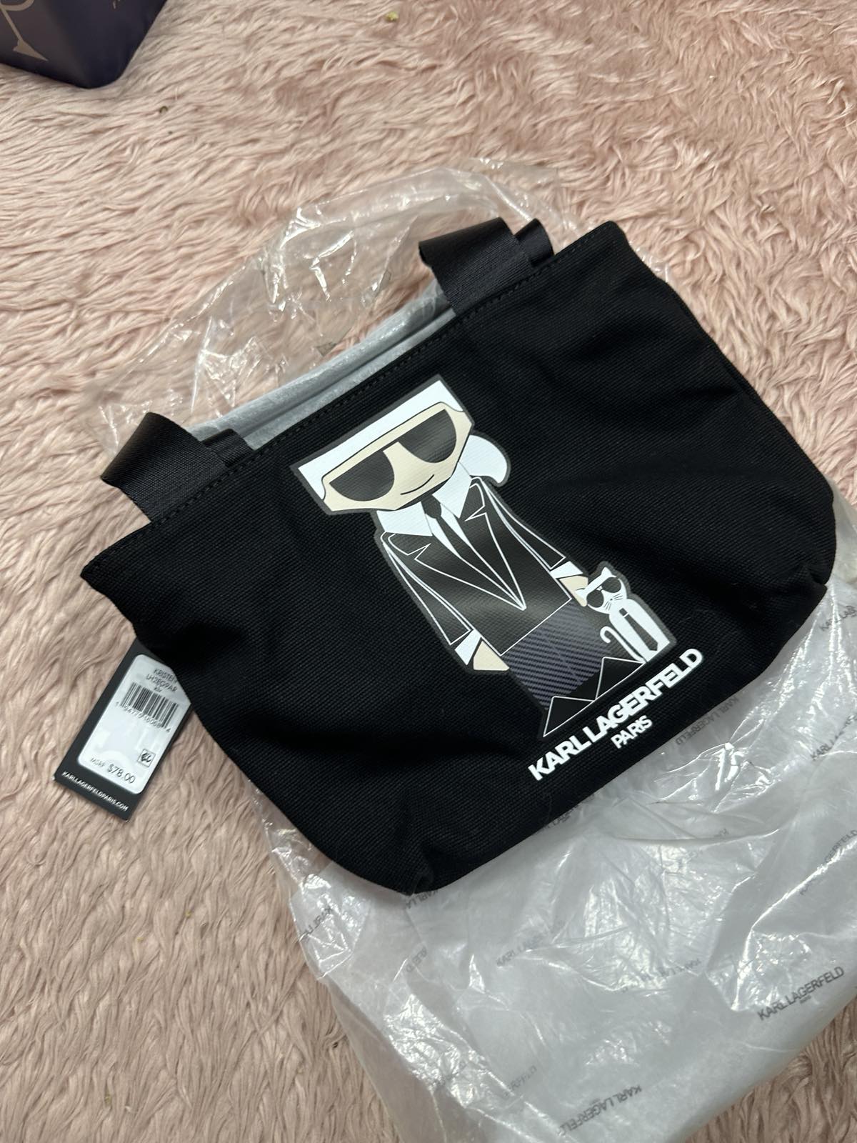 ORIG & IMPORTED Karl Lagerfeld KL Kristen Canvas Crossbody Small Black Bag