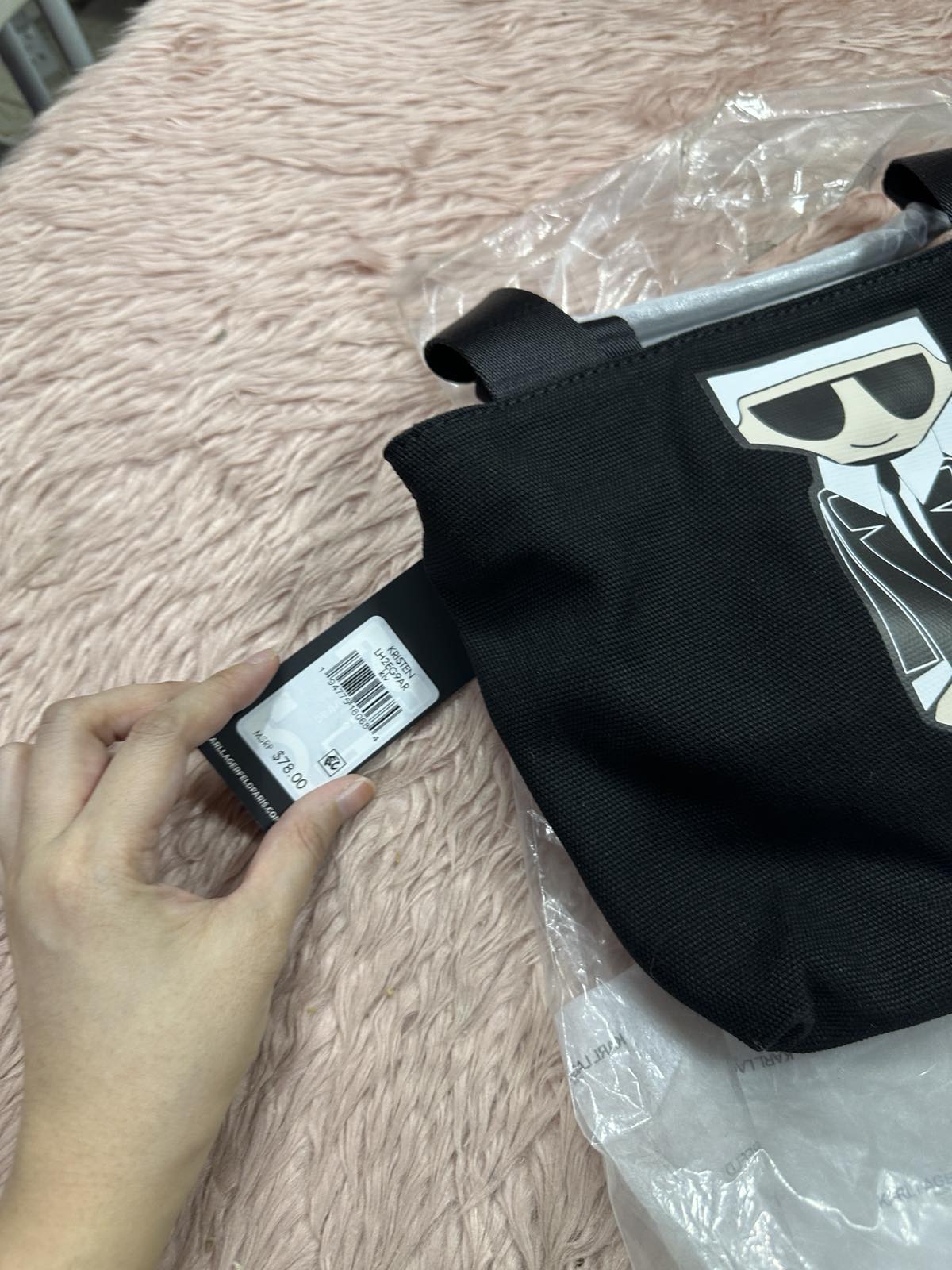 ORIG & IMPORTED Karl Lagerfeld KL Kristen Canvas Crossbody Small Black Bag