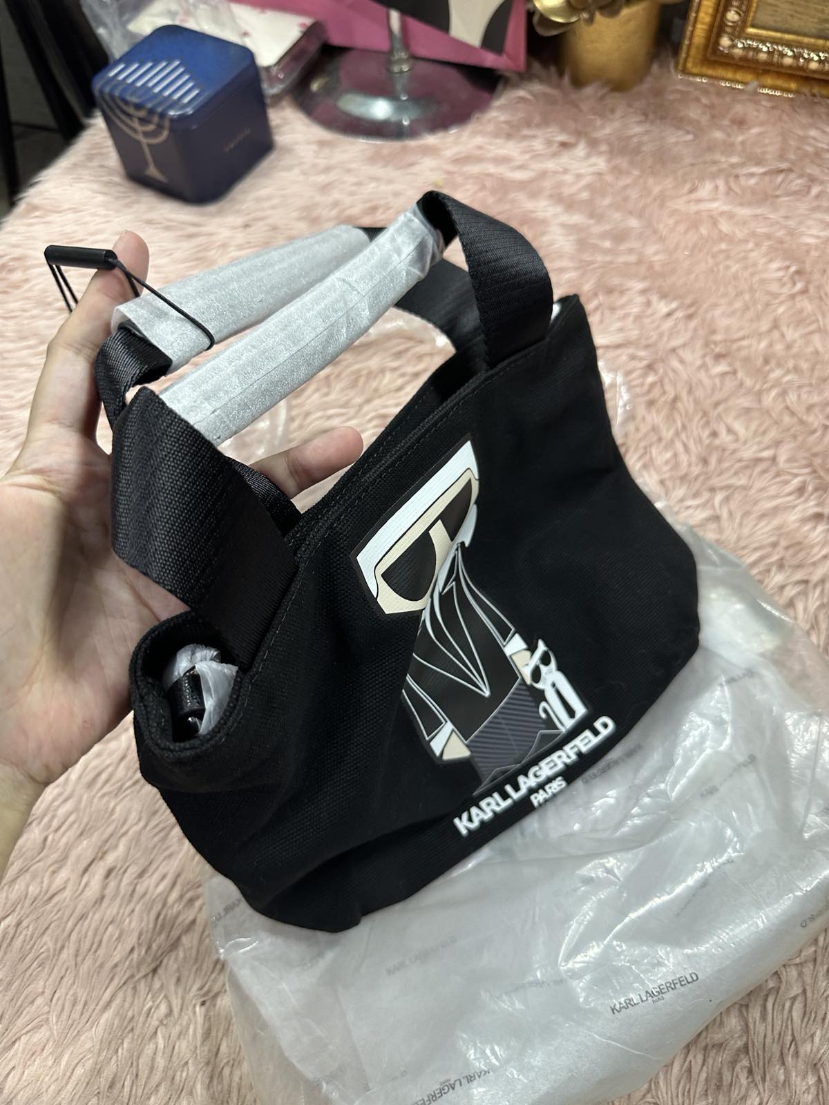 ORIG & IMPORTED Karl Lagerfeld KL Kristen Canvas Crossbody Small Black Bag