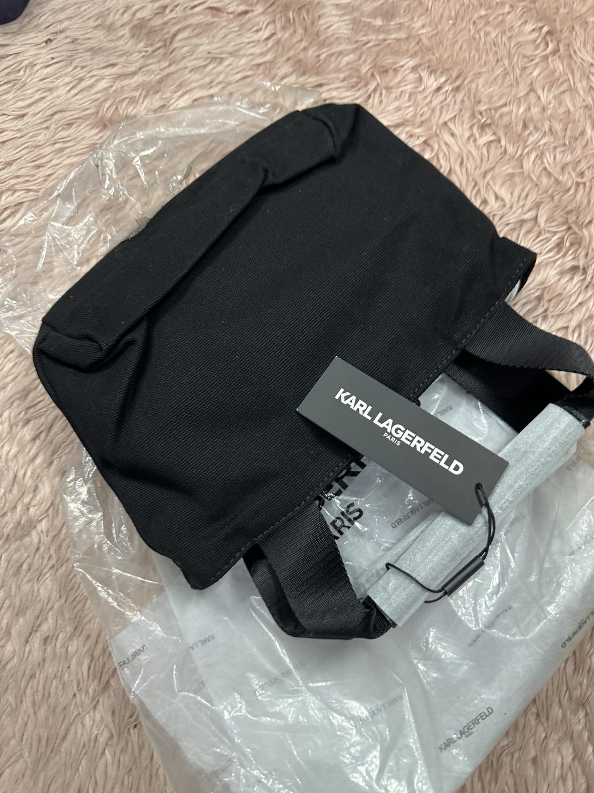 ORIG & IMPORTED Karl Lagerfeld KL Kristen Canvas Crossbody Small Black Bag