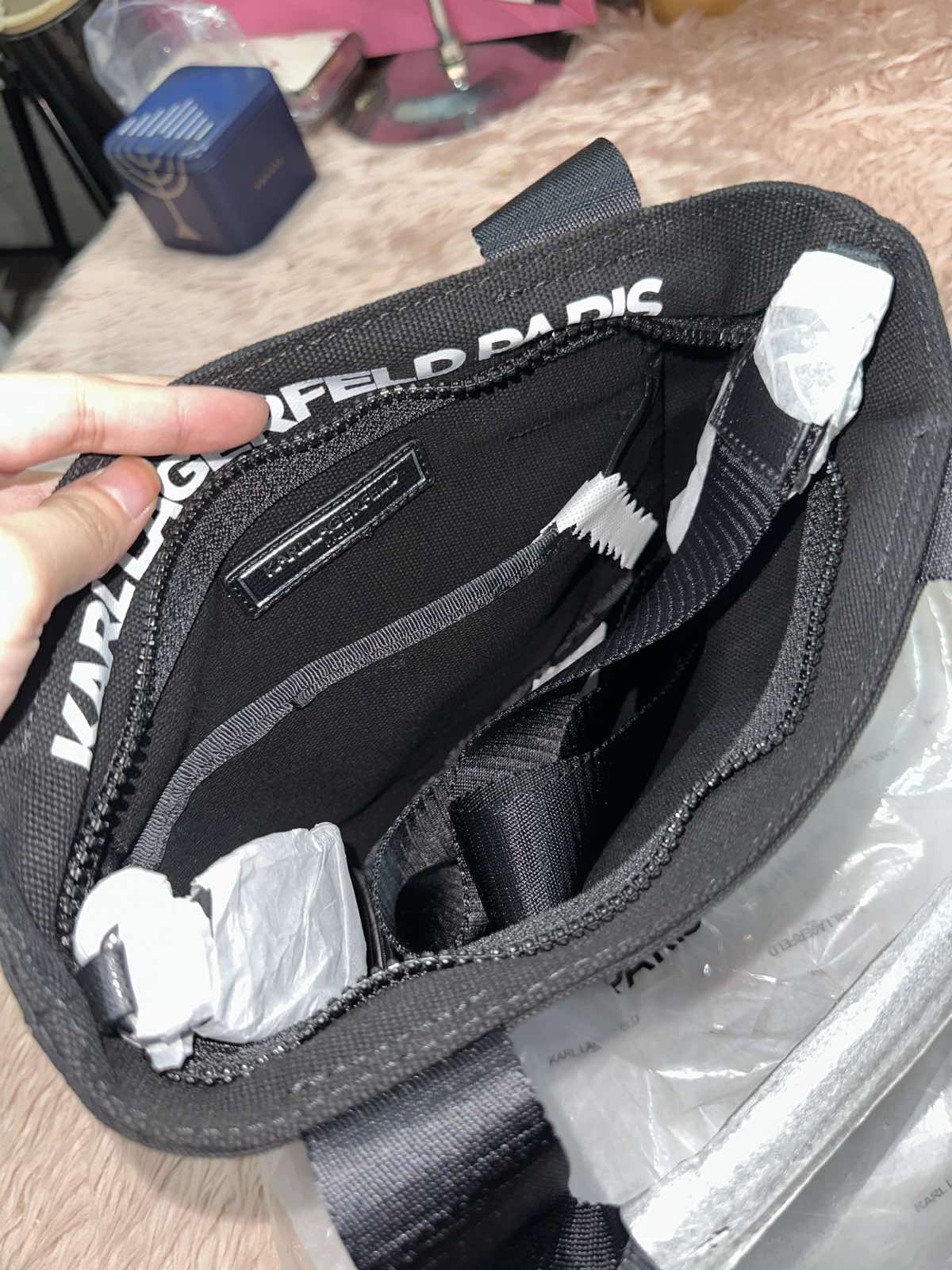 ORIG & IMPORTED Karl Lagerfeld KL Kristen Canvas Crossbody Small Black Bag