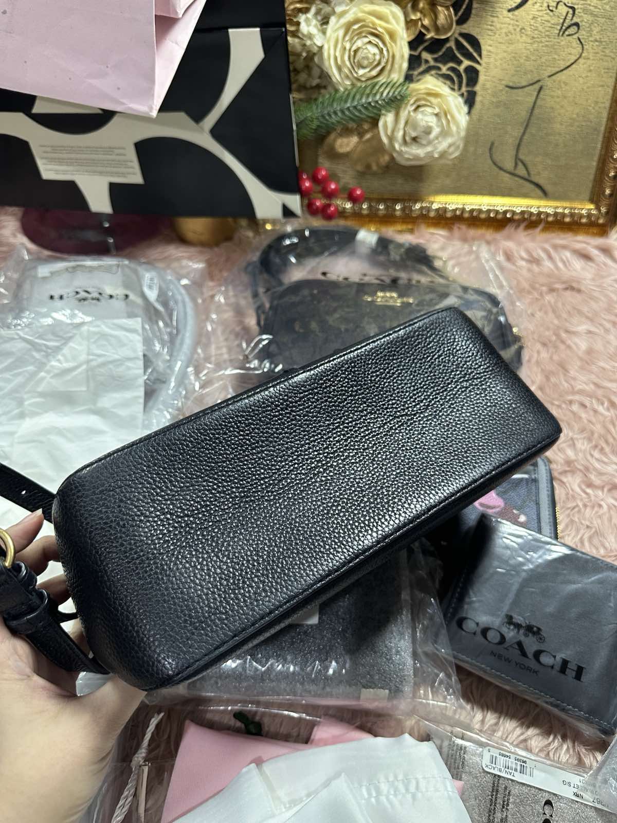 ORIG Preloved Tory Burch TB McGraw Wedge Shoulder Black Bag