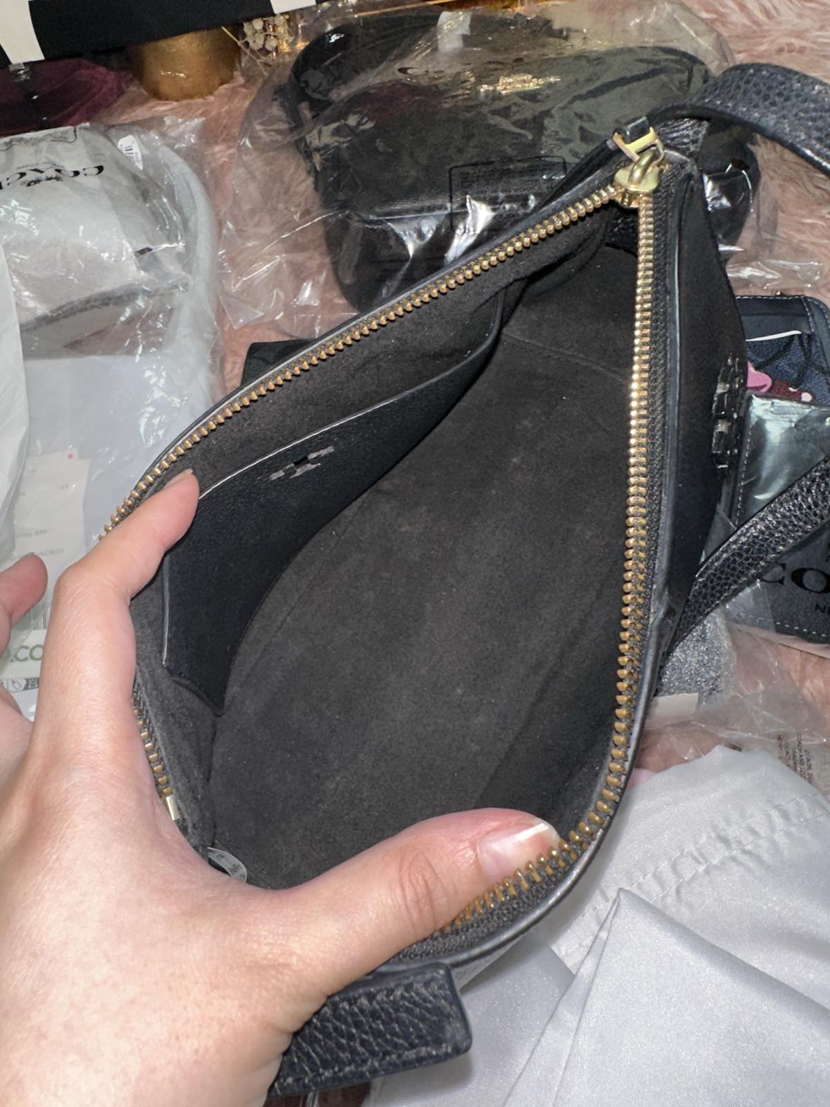 ORIG Preloved Tory Burch TB McGraw Wedge Shoulder Black Bag