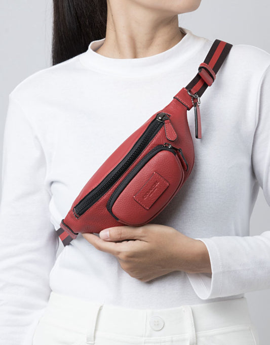 ORIG & IMPORTED Coach Sprint Small Belt Men Bag 1941 Red