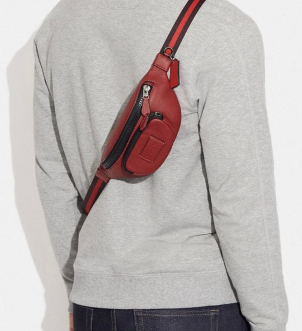 ORIG & IMPORTED Coach Sprint Small Belt Men Bag 1941 Red