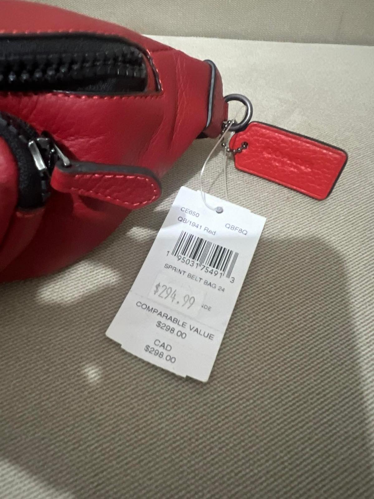 ORIG & IMPORTED Coach Sprint Small Belt Men Bag 1941 Red