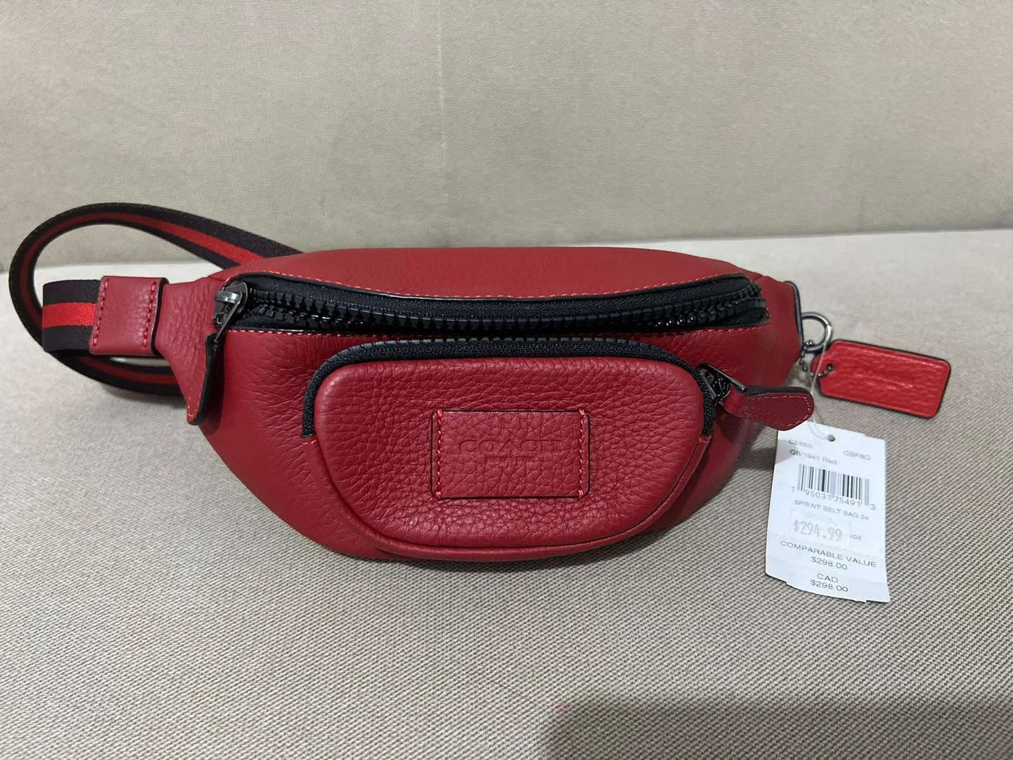 ORIG & IMPORTED Coach Sprint Small Belt Men Bag 1941 Red