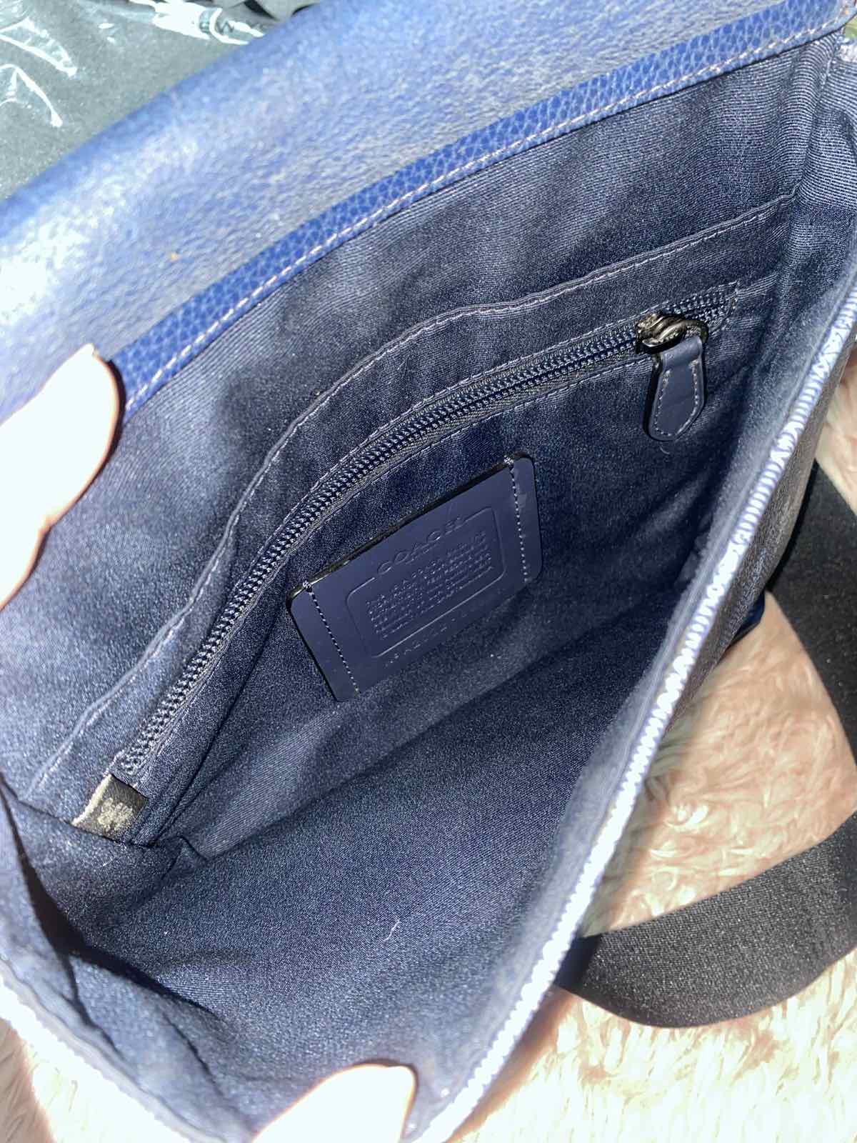 ORIG Preloved Coach Hudson Men Crossbody Blue Bag with horse print