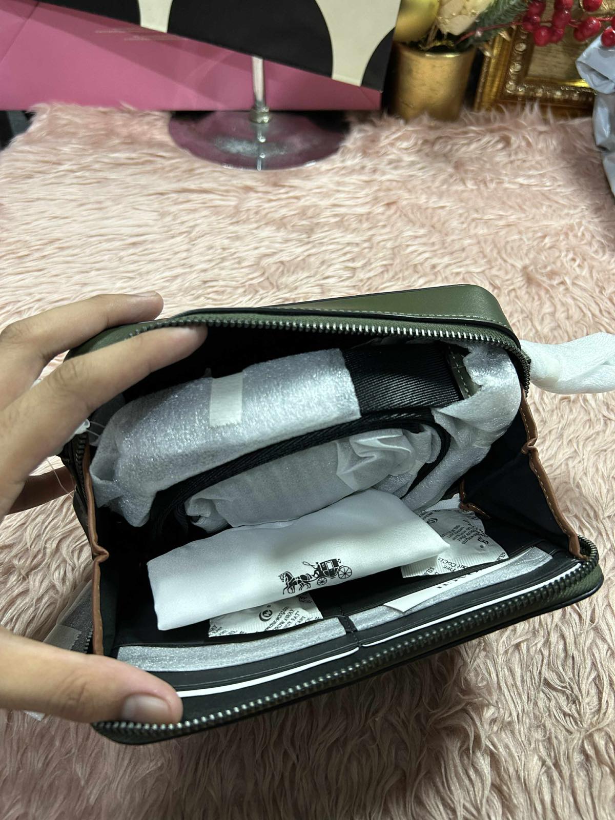 ORIG & IMPORTED Coach Charter Slim Crossbody Men Green Bag In Signature Camo Print with pouch