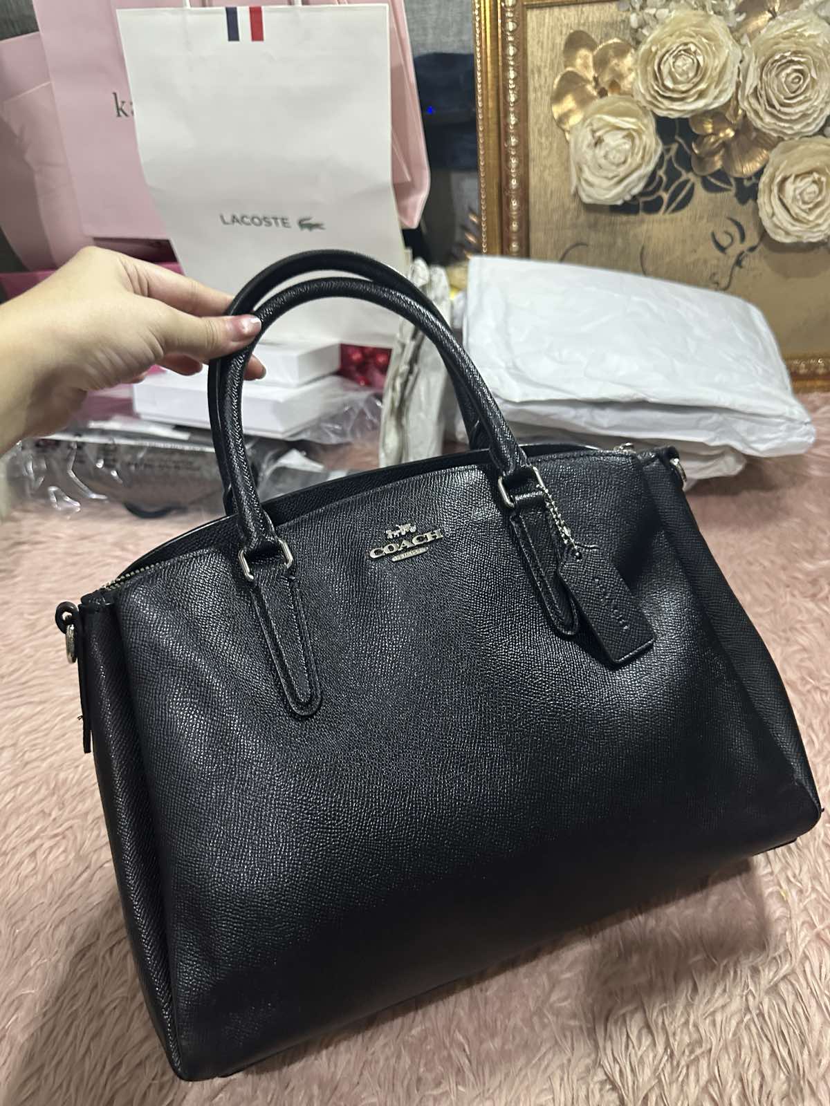 ORIG Preloved Coach Large Sage Carryall Satchel Black Bag