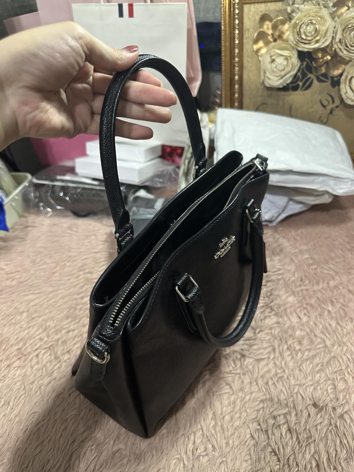 ORIG Preloved Coach Large Sage Carryall Satchel Black Bag