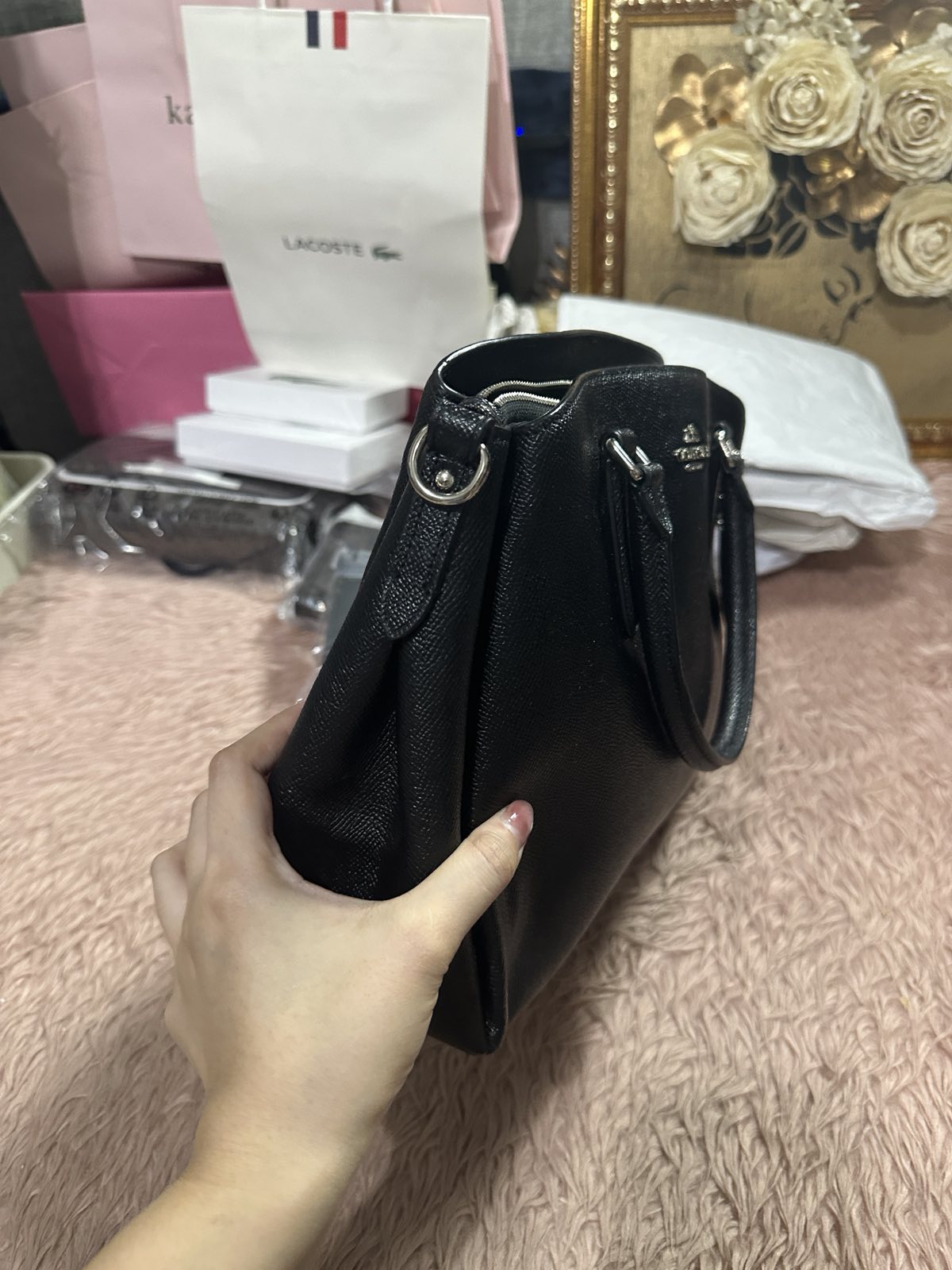 ORIG Preloved Coach Large Sage Carryall Satchel Black Bag