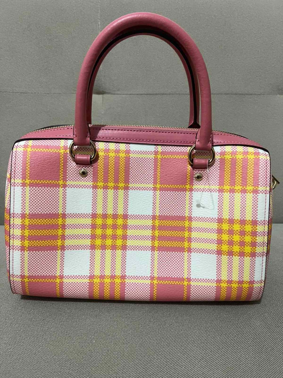 ORIG & IMPORTED Coach Rowan Satchel Pink Bag Plaid Print