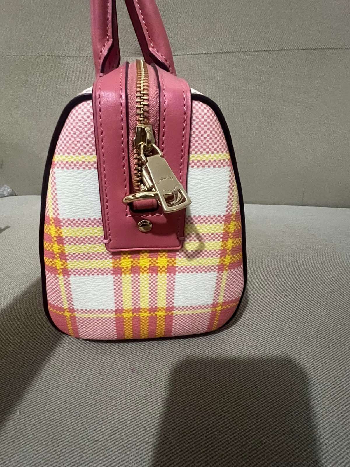 ORIG & IMPORTED Coach Rowan Satchel Pink Bag Plaid Print