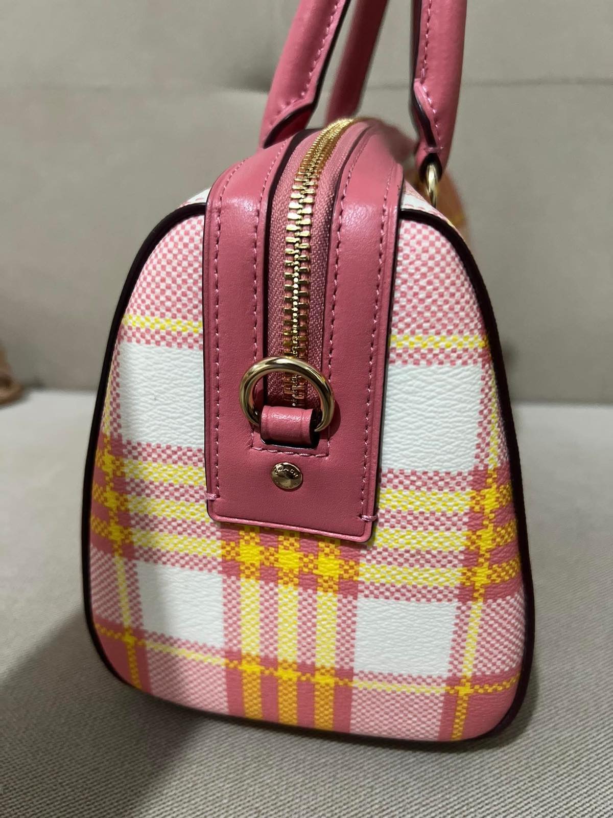 ORIG & IMPORTED Coach Rowan Satchel Pink Bag Plaid Print