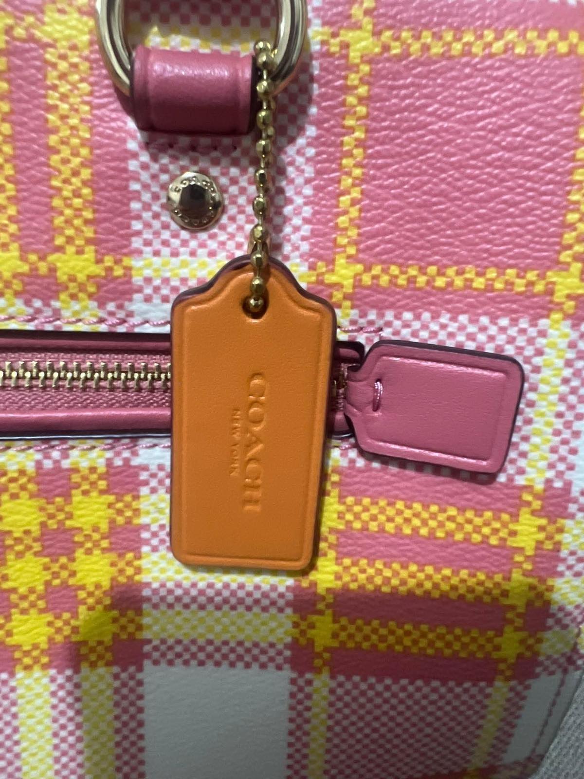 ORIG & IMPORTED Coach Rowan Satchel Pink Bag Plaid Print