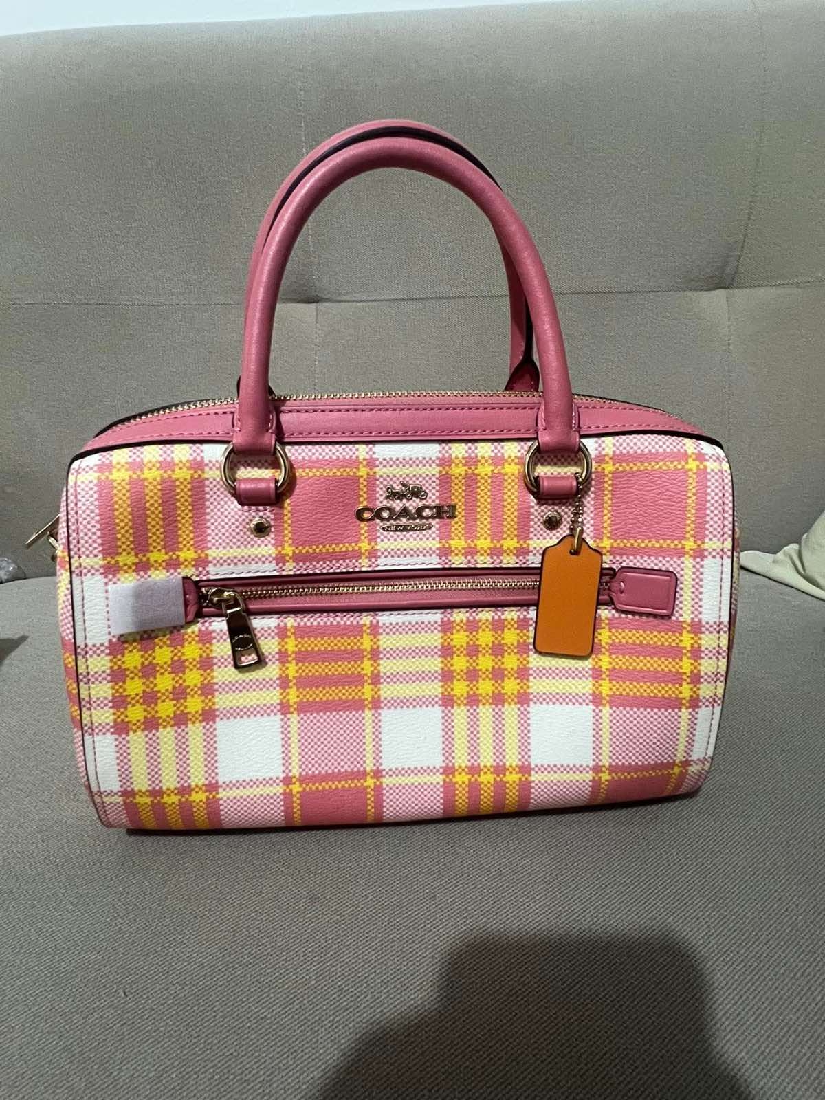 ORIG & IMPORTED Coach Rowan Satchel Pink Bag Plaid Print