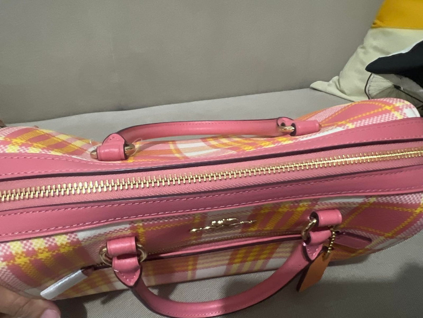 ORIG & IMPORTED Coach Rowan Satchel Pink Bag Plaid Print