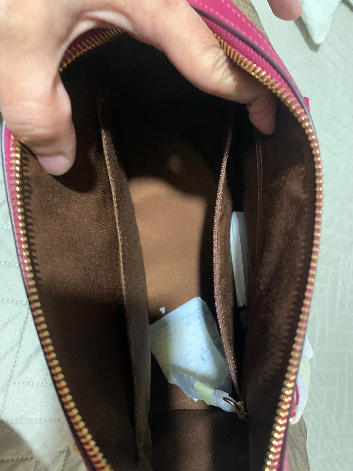 ORIG & IMPORTED Coach Rowan Top Zip Satchel Bag in Signature Canvas (Khaki / Pink)