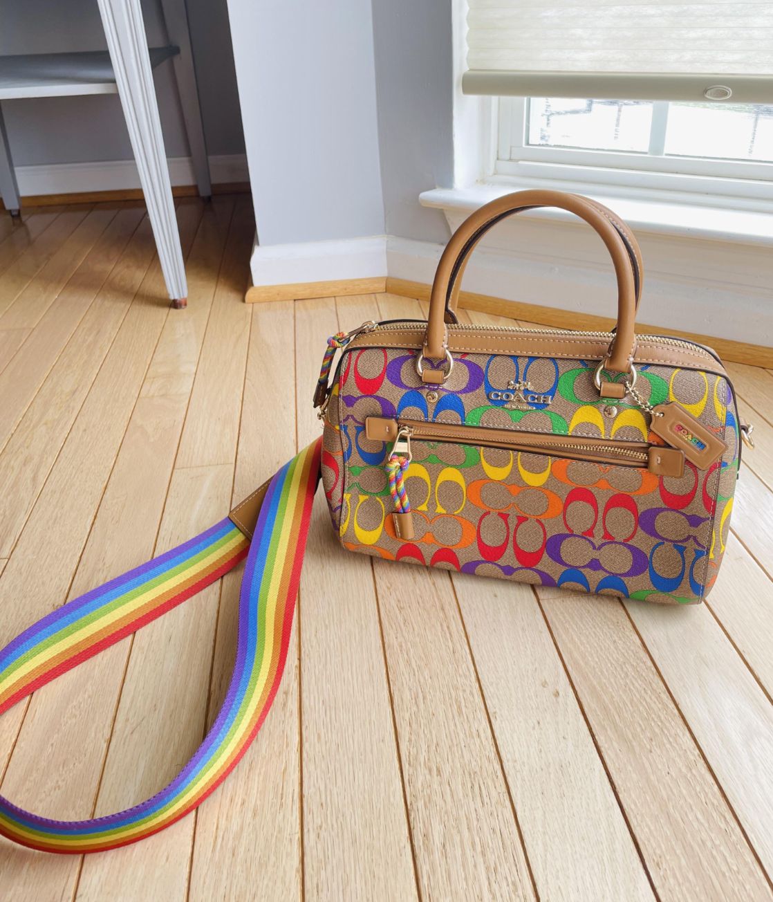 ORIG & IMPORTED Coach Rowan Medium Satchel Rainbow Bag