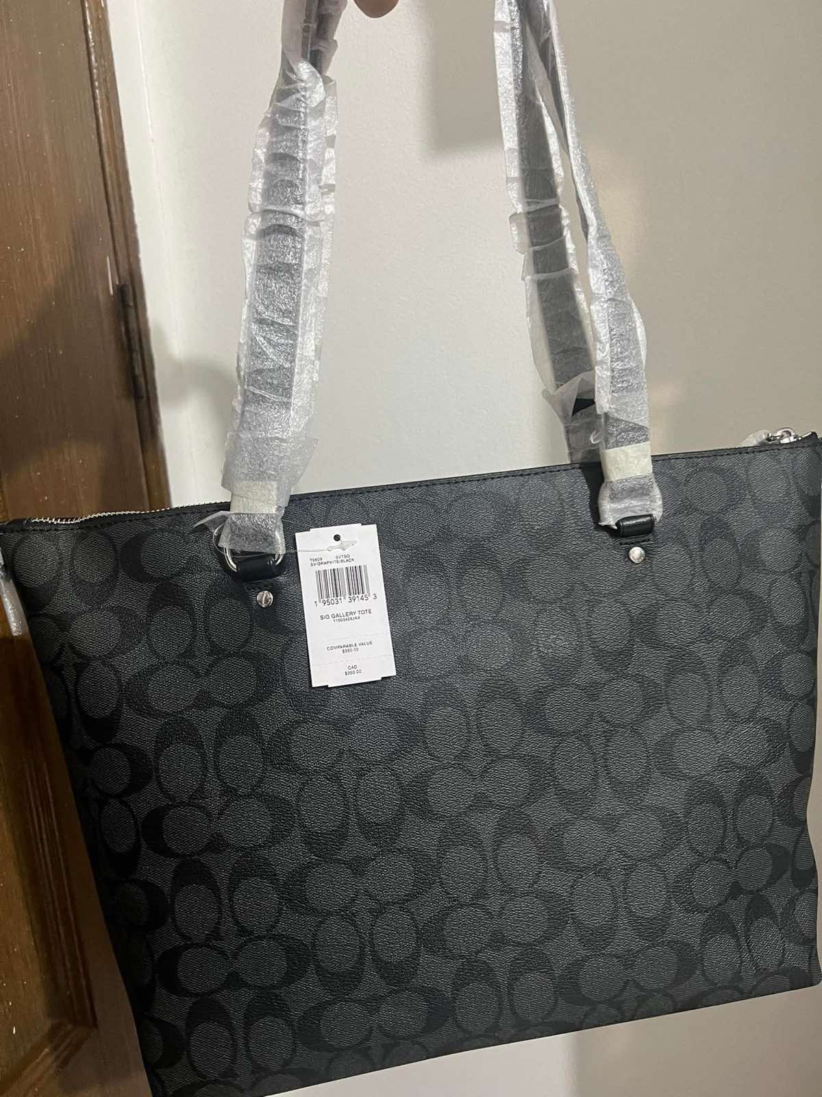 ORIG & IMPORTED Coach Gallery Tote Black Bag In Signature Canvas
