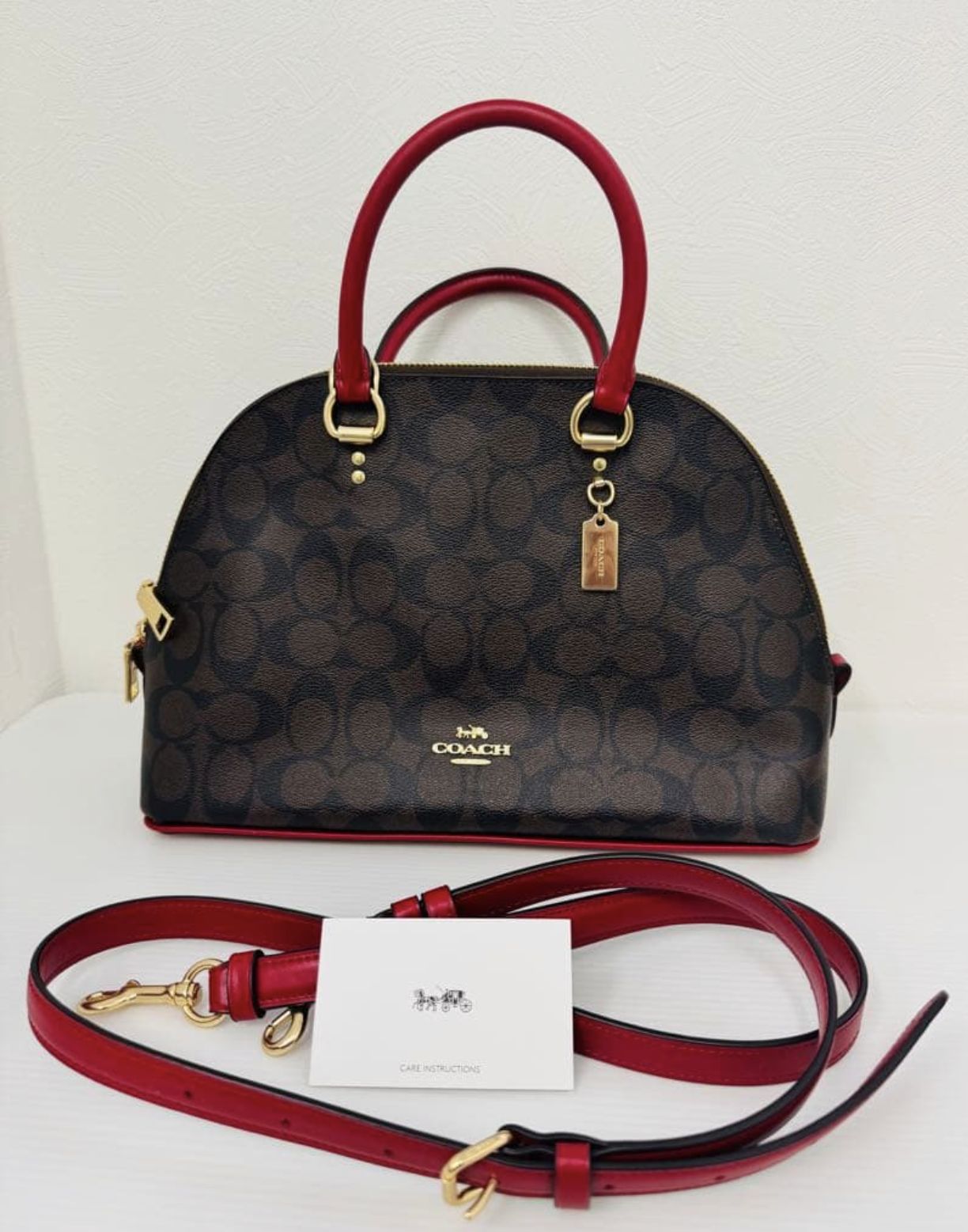 ORIG & IMPORTED Coach Katy Satchel in Signature Canvas Brown/Red Bag