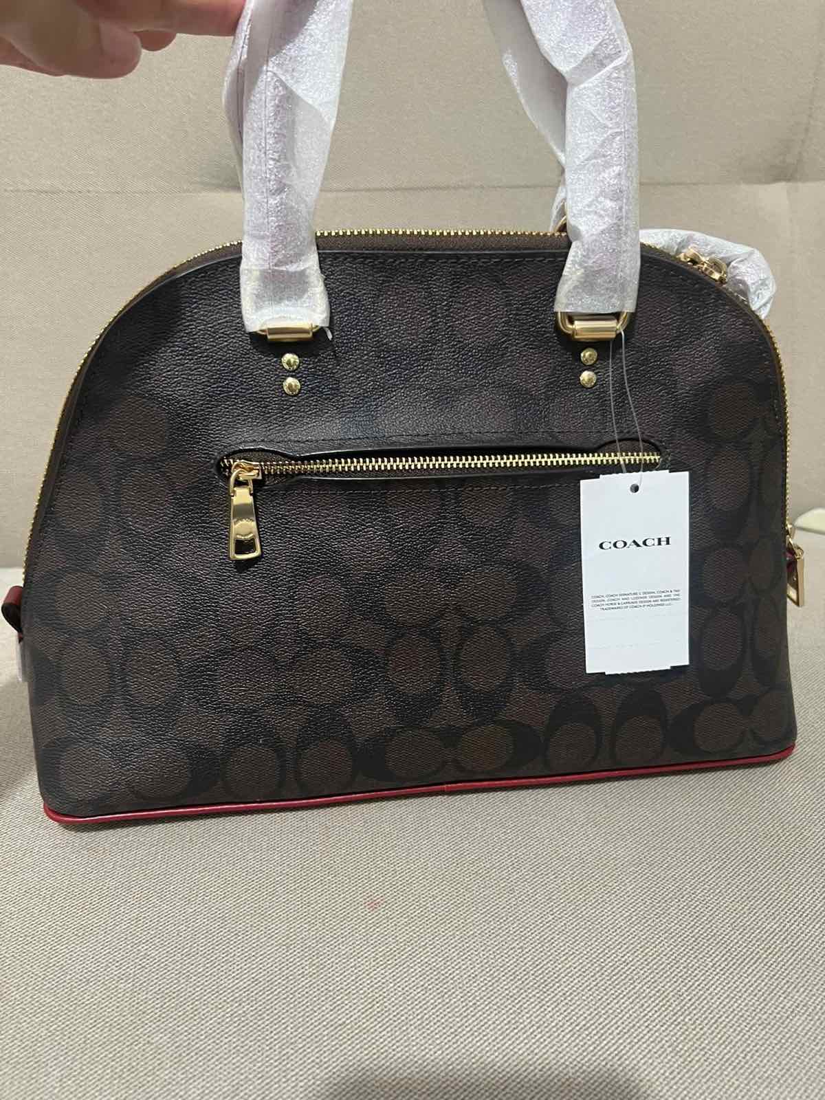 ORIG & IMPORTED Coach Katy Satchel in Signature Canvas Brown/Red Bag