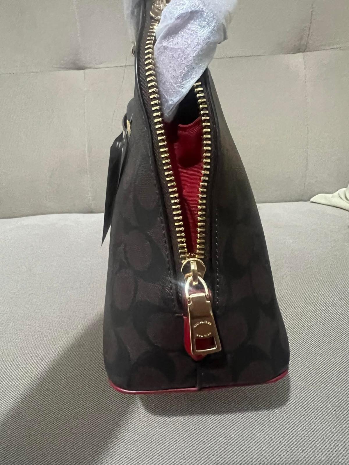 ORIG & IMPORTED Coach Katy Satchel in Signature Canvas Brown/Red Bag