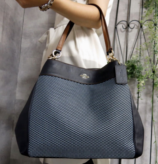 ORIG Preloved Coach Lexy Blue Denim Large Shoulder Bag