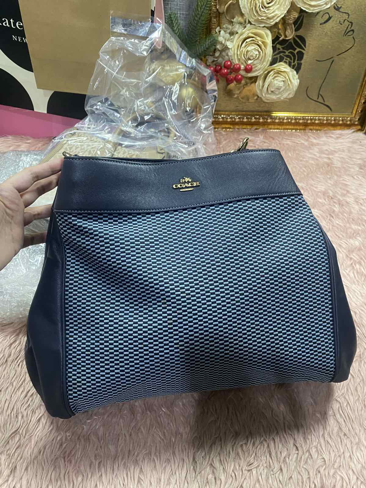 ORIG Preloved Coach Lexy Blue Denim Large Shoulder Bag