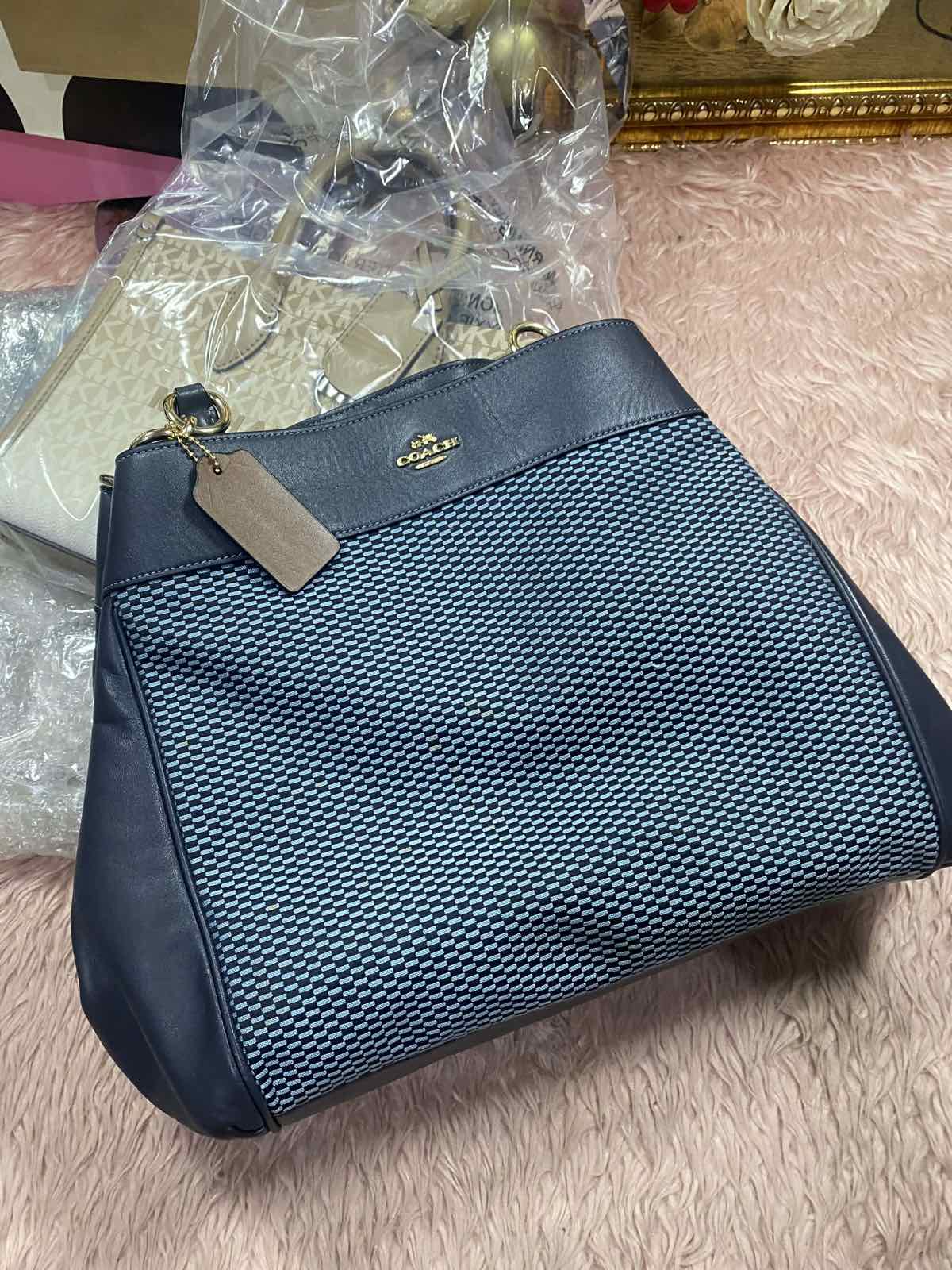 ORIG Preloved Coach Lexy Blue Denim Large Shoulder Bag