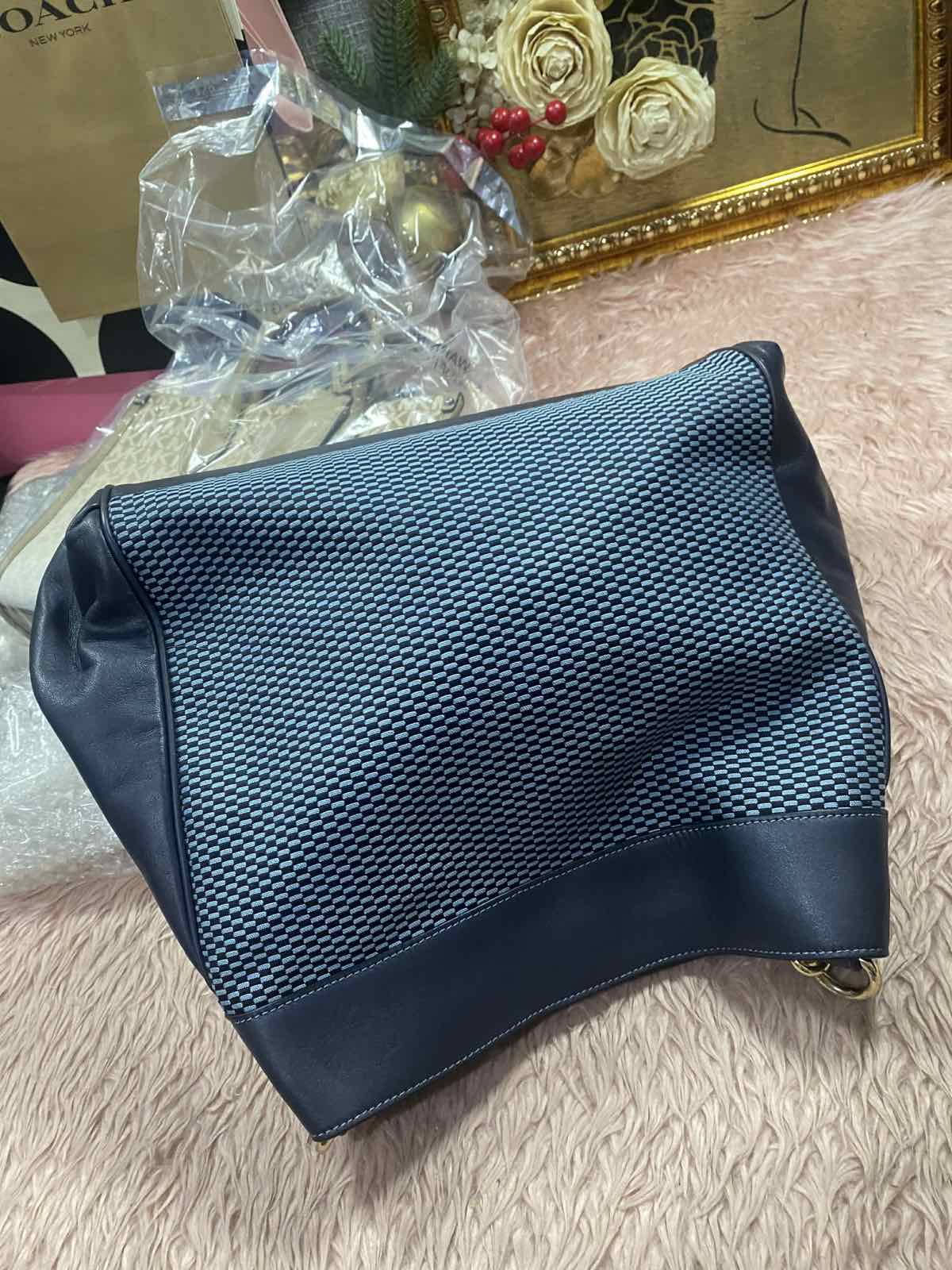 ORIG Preloved Coach Lexy Blue Denim Large Shoulder Bag