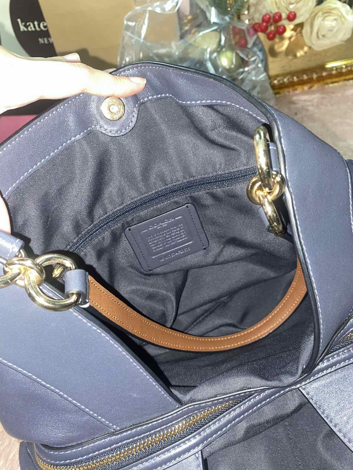 ORIG Preloved Coach Lexy Blue Denim Large Shoulder Bag